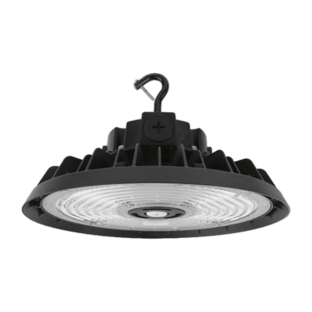 Campana LED UFO industrial instalada en nave de almacén