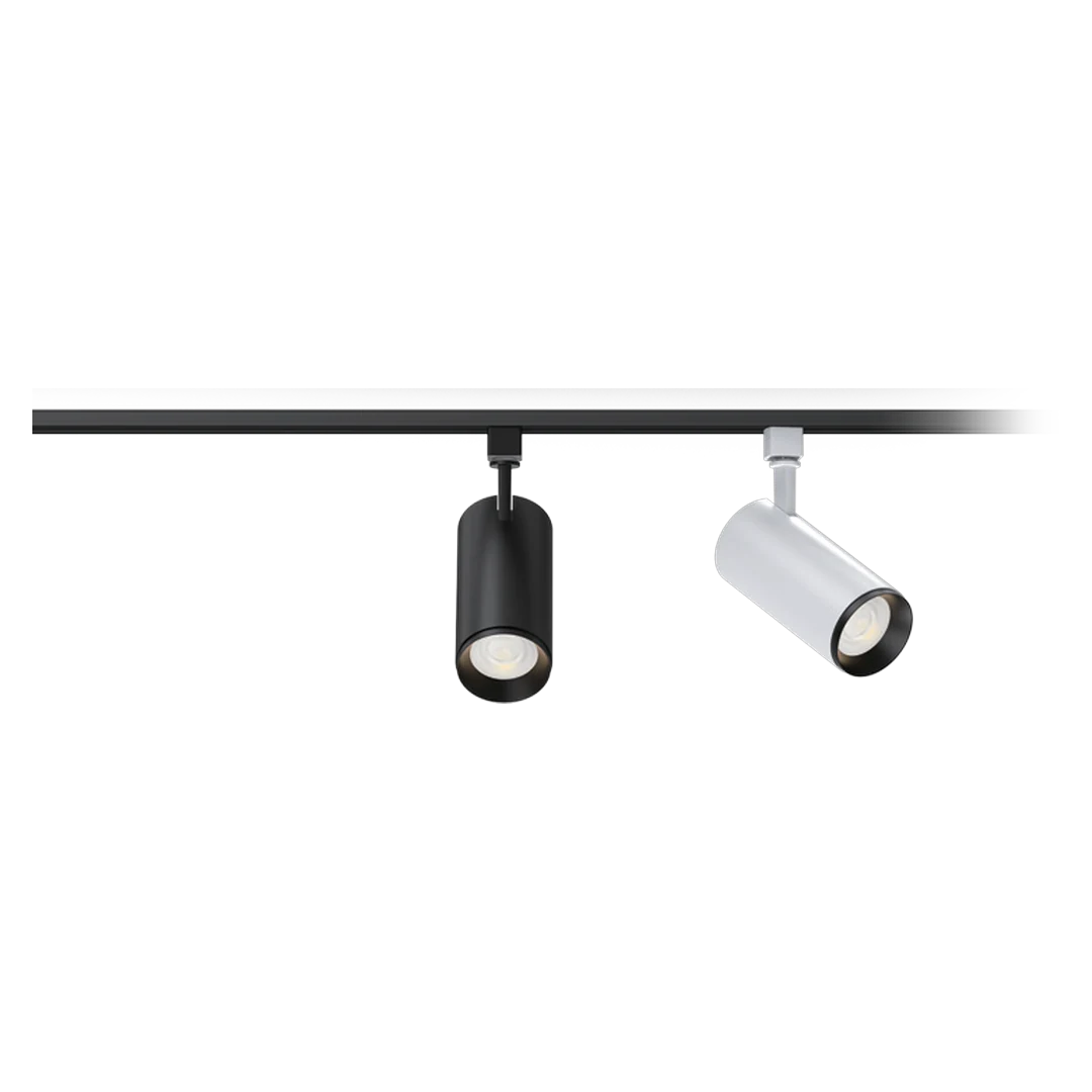 Track light LED de acento Carden CL TL 11 en riel, cabezal cilíndrico orientable en acabado negro