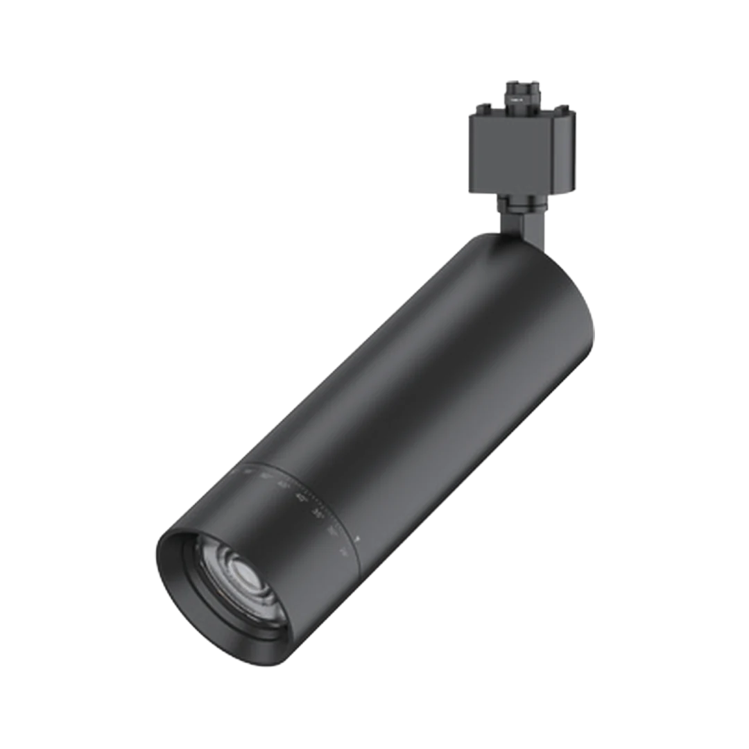Track light LED Carden CL TL 12 en riel iluminando producto de retail con haz ajustable