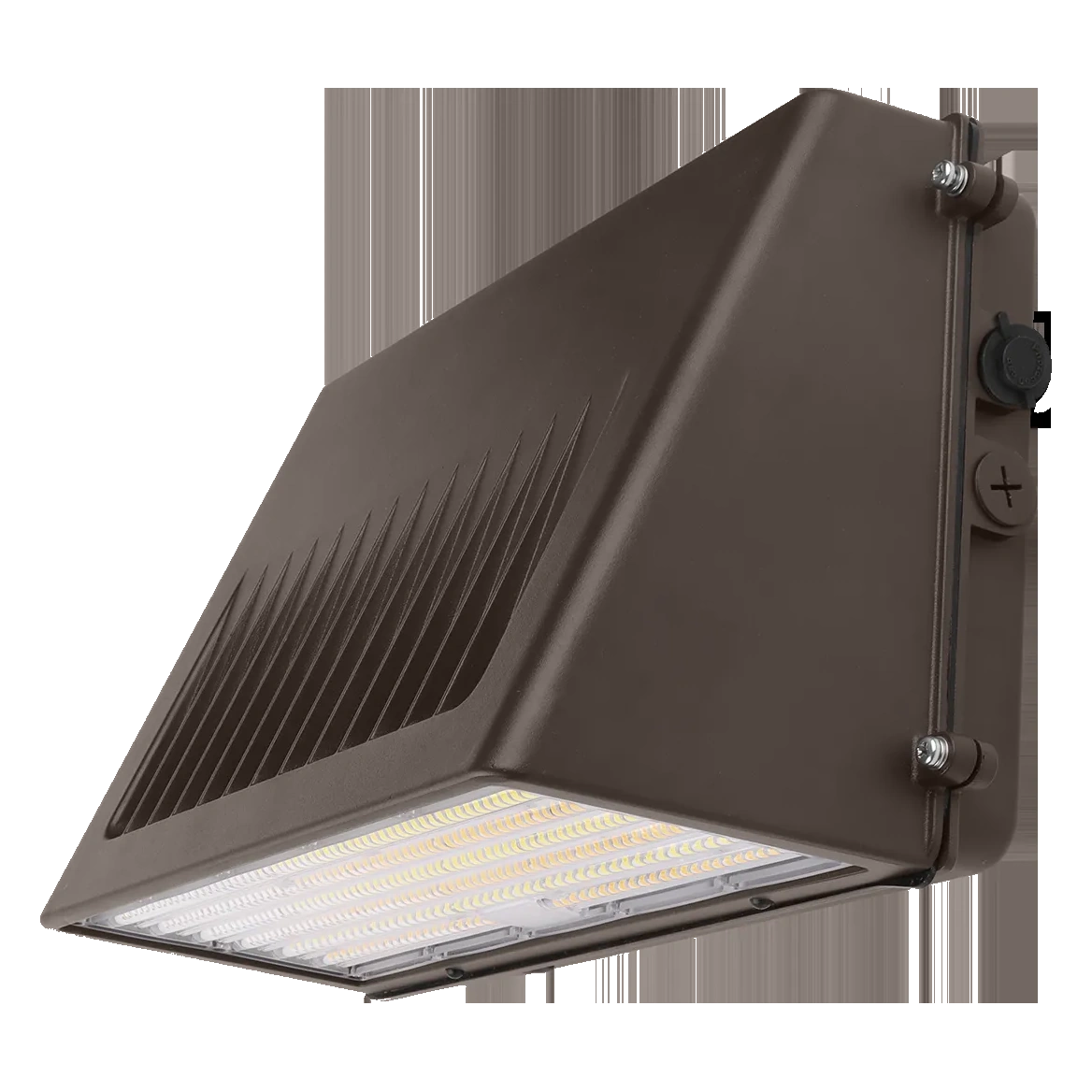 Wall pack LED full cut-off bronce oscuro para fachada con reglamento de cielo oscuro
